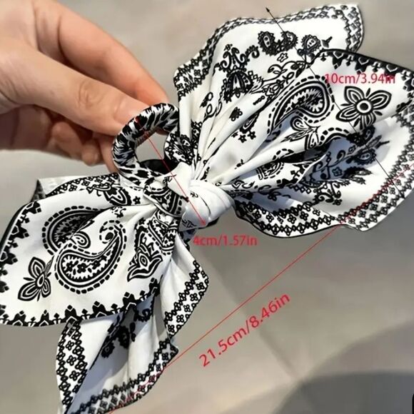Vintage Print Bow Hair Claw Clip Nonslip New - Picture 3 of 3